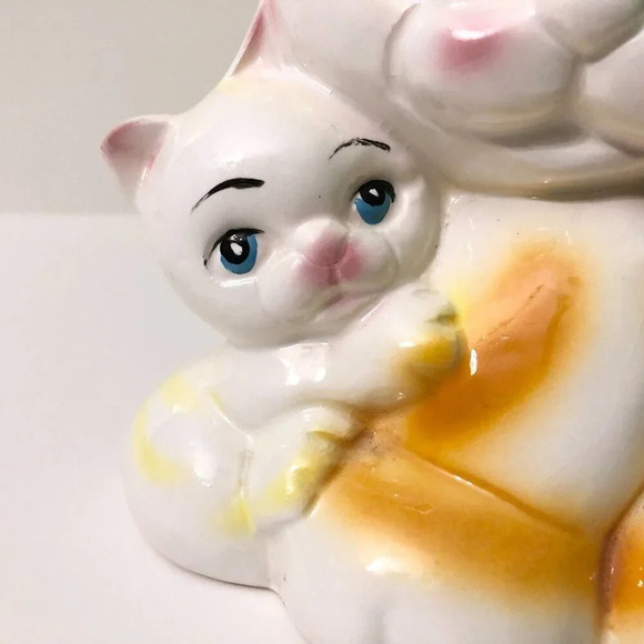 Vintage Cat Coin Bank Kittens Ceramic  Figurine 8 Inch Long Kitsch - Picture 15 of 16